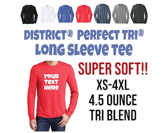 Custom Text Long Sleeve Shirt, District Tri Blend Tee