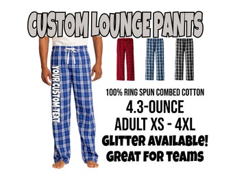 Personalized Pajama Pants, District Flannel Plaid Pants, Custom Lounge Pants, Custom Pajama Pants, Flannel Pants, Personalized PJ Pants