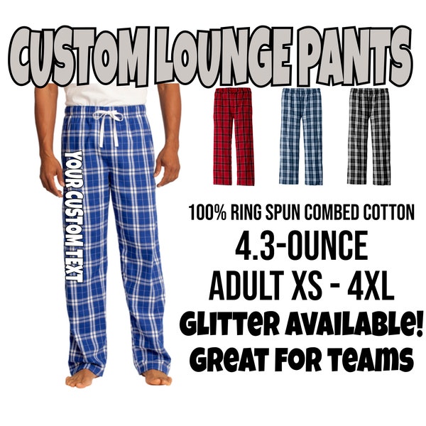 Personalized Pajama Pants, District Flannel Plaid Pants, Custom Lounge Pants, Custom Pajama Pants, Flannel Pants, Personalized PJ Pants