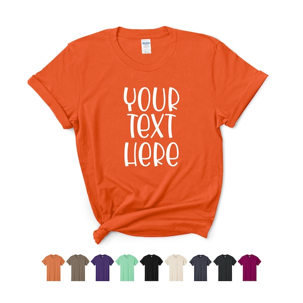 Custom Text Gildan T-Shirt, Personalized Cotton Tee