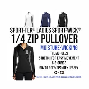 Sport-Tek® Ladies Sport-Wick® Stretch Contrast 1/4-Zip Pullover, Custom Ladies Pullover, Moisture Wicking, Thumb Holes LST854