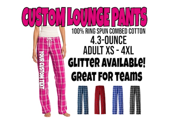 Ladies Flannel Pants, District Womens Flannel Plaid Pants, Custom Ladies  Lounge Pants, Women's Pajama Pants, Personalized Pajamas, PJ Pants 