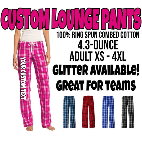 Ladies Flannel Pants, District Women’s Flannel Plaid Pants, Custom Ladies Lounge Pants, Women's Pajama Pants, Personalized Pajamas, PJ Pants