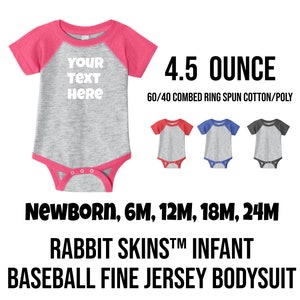 Rabbit Skins™ Infant Baseball Fine Jersey Bodysuit, Baby Bodysuit, Custom Onesie, Baby Onesie, Personalized Baby Bodysuit, Baby Gift RS4430