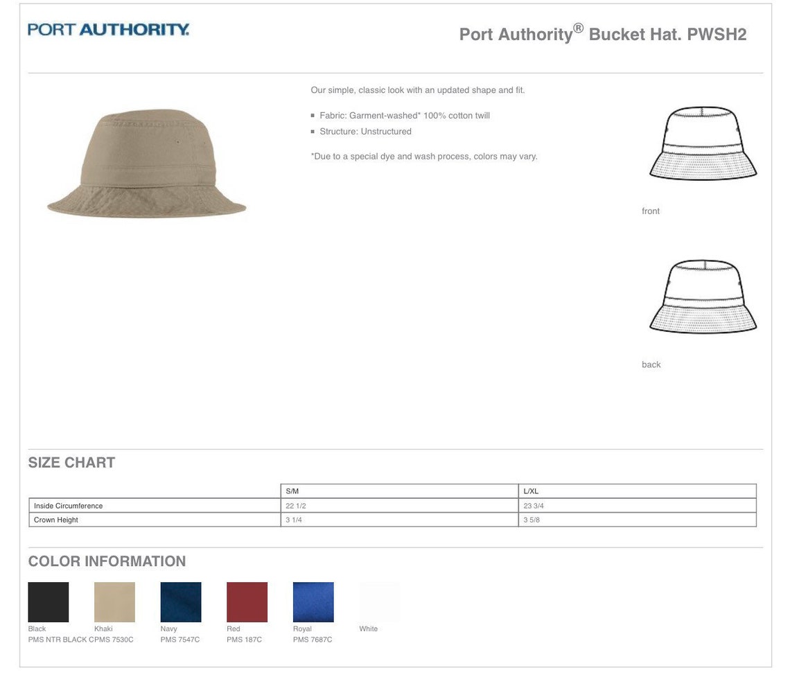 Port Authority® Bucket Hat Custom Bucket Hat Custom Hat Etsy