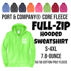 Custom Zip Up Hoodie, Port & Company Core Fleece Full-Zip Hooded Sweatshirt, Custom Hoodie, Custom Full Zip