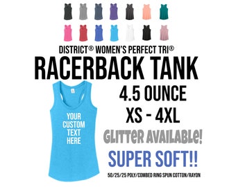 Custom Text Racerback Tank Top, Tri-Blend Fabric, Super Soft