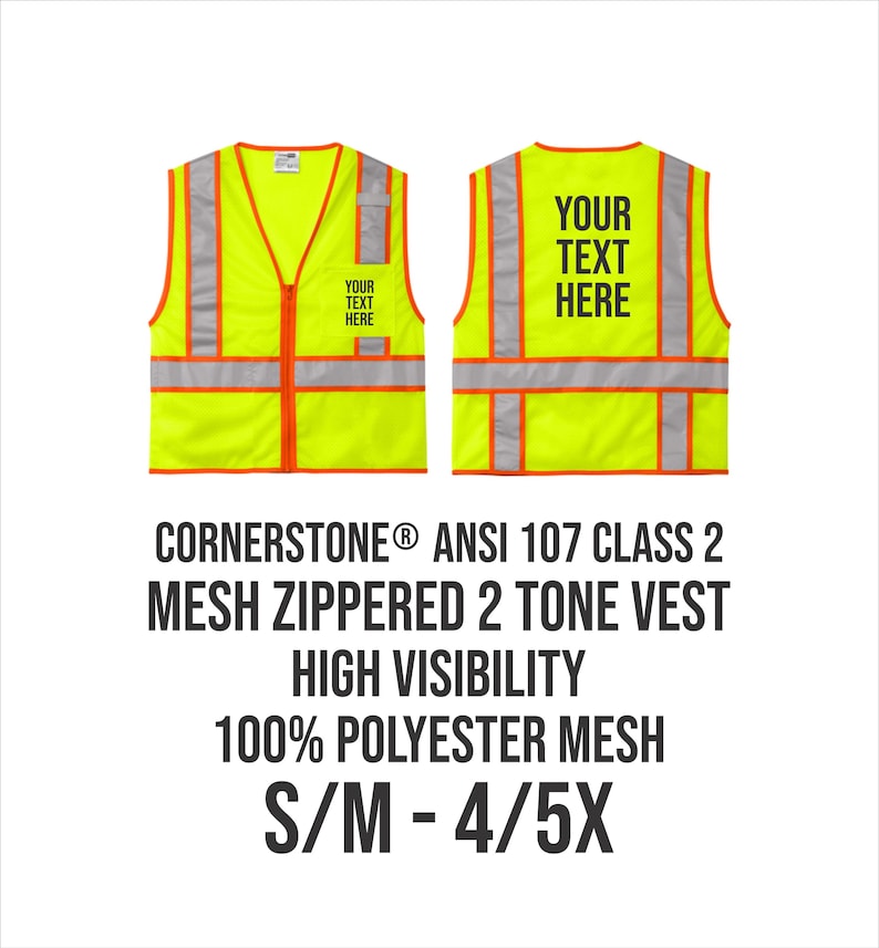Custom Safety Vest, High Visibility Two-Tone Mesh, ANSI Class 2 image 1