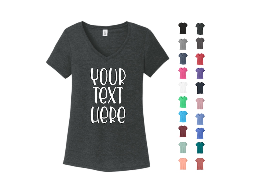 Custom Printed Ladies V-neck, Personalized Tee, District Women’s ...