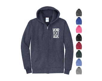 Custom Printed Full Zip Hoodie: Personalized Text