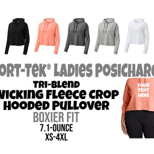 Crop Hoodie, Ladies Custom Cropped Hoodie, Sport-Tek ® Ladies Tri-Blend Wicking Fleece Crop Hooded Pullover, Custom Ladies Hoodie,  LST298