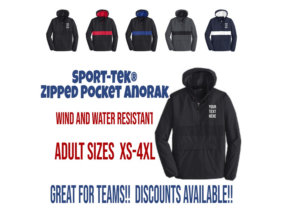 Custom Anorak Jacket, Sporttek® Zipped Pocket Anorak, Custom Warm Ups