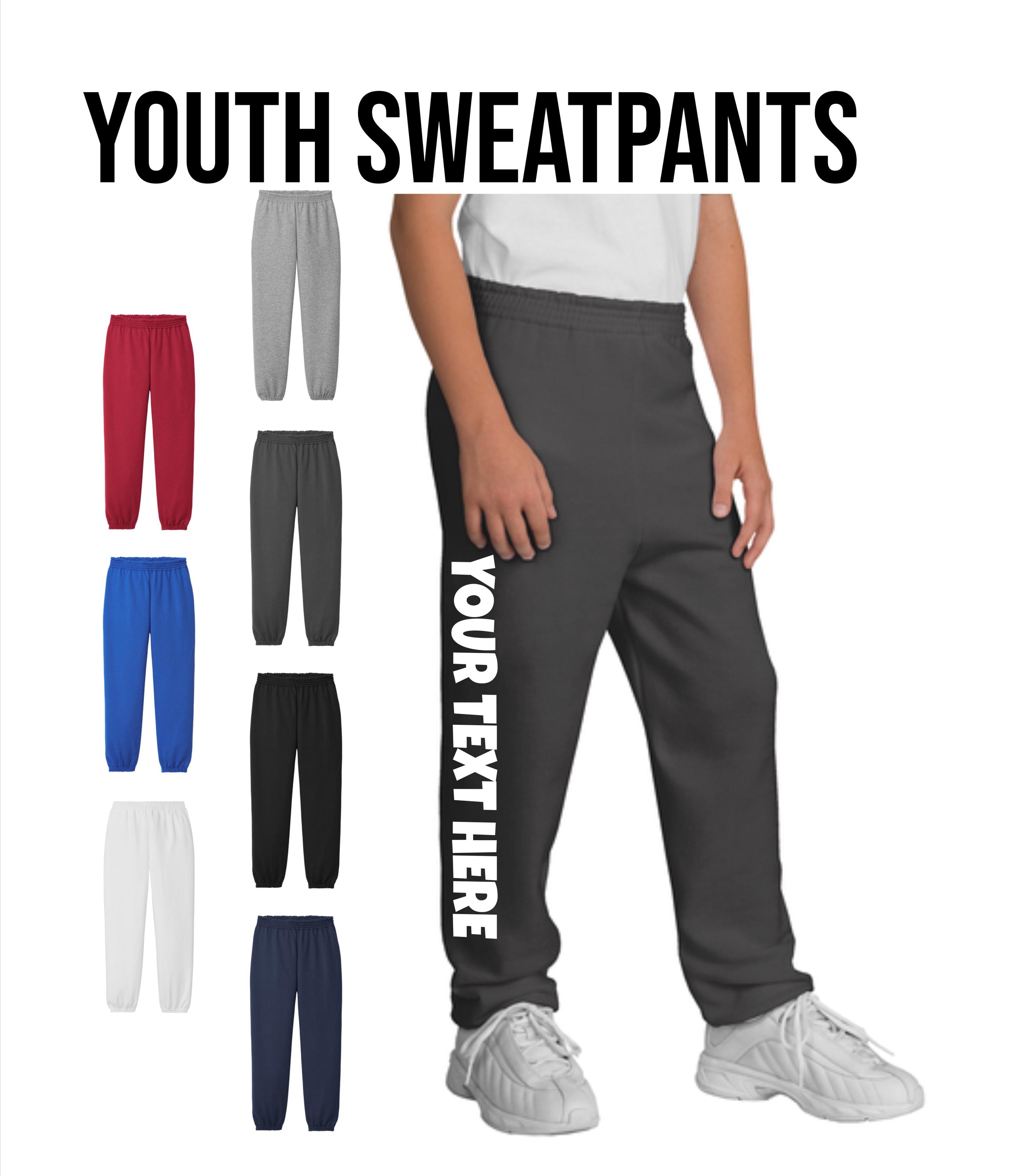 Custom Text Youth Sweatpants: Personalized Cotton-blend Fleece Pants - Etsy