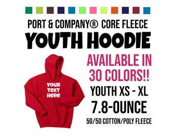 Custom Text Youth Fleece Hoodie, Personalized Pullover