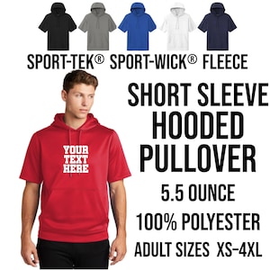 Custom Sport-Tek Short Sleeve Hoodie: Sport-Wick Fleece Pullover