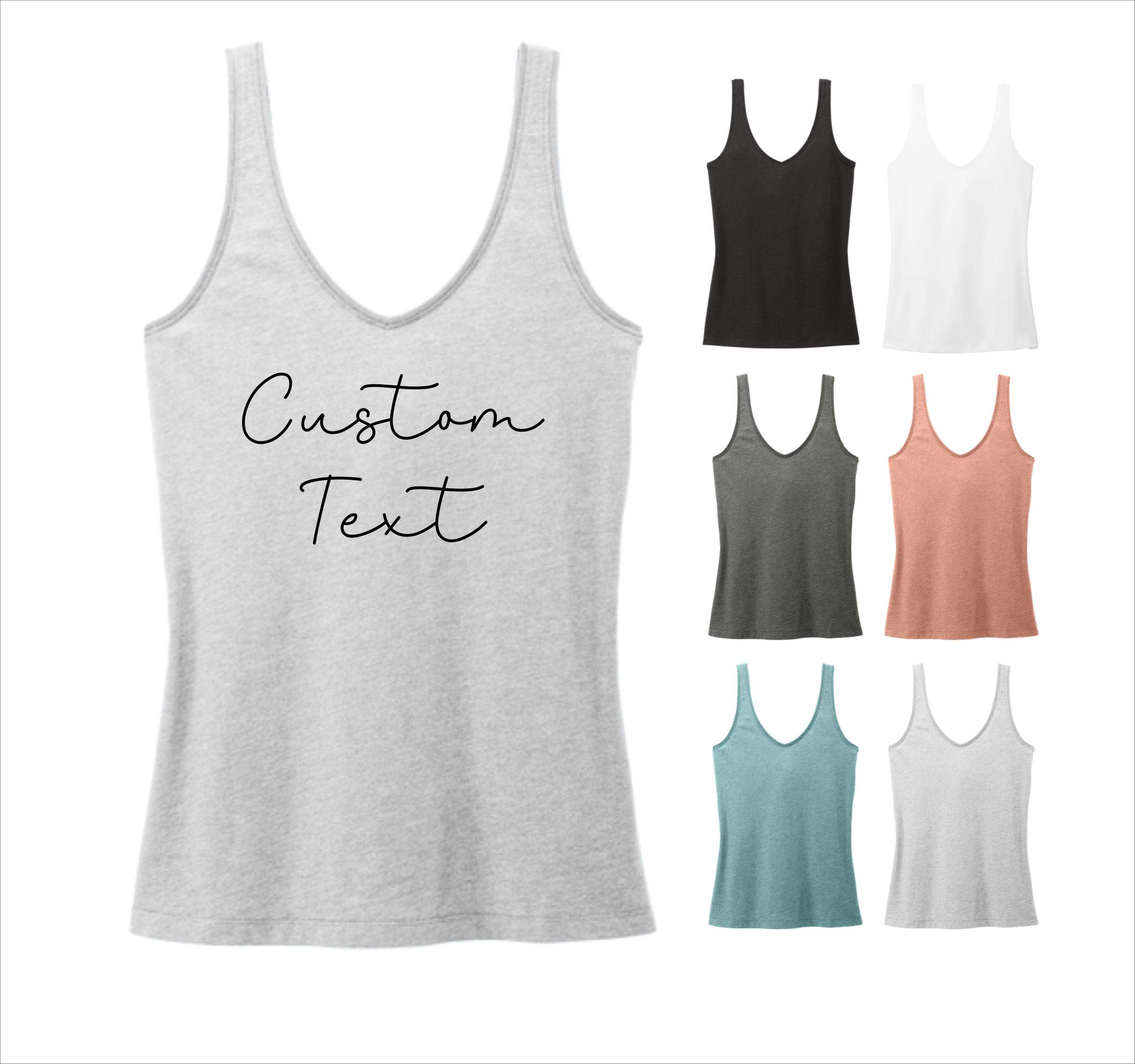 Custom Women's V-Neck Tank Top: Soft Cotton Blend, Personalized Text