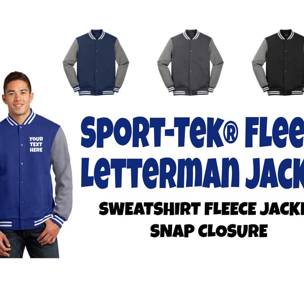 Sport-Tek® Fleece Letterman Jacket, Custom Jacket, Personalized Letterman Jacket, Varsity Jacket, Custom Varsity Jacket