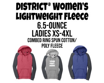 District ® Women’s Lightweight Fleece Raglan Hoodie, Custom Ladies Hoodie DT296
