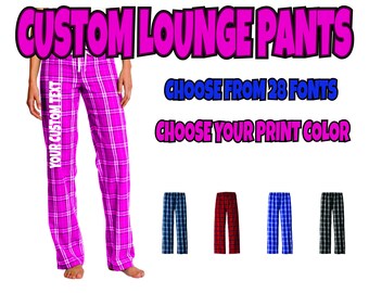 Custom Ladies Lounge Pants, Ladies Monogram Pajama Pants, Personalized Pajamas, Monogram Pants, Flannel Pants