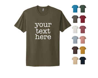 Custom Text Printed Tee: Next Level Unisex Cotton Shirt