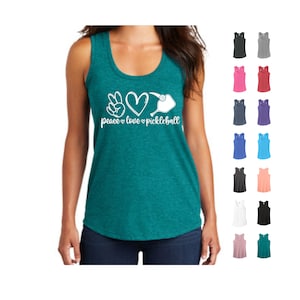 Peace Love Pickleball, Pickleball Tank, Love Pickleball, Funny, Pickleball, Tank Top, Racerback Tank