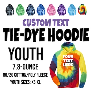 Custom Kids Hoodie, Kids Custom Tie Dye Hoodie, Personalized Youth Hoodie, Custom Tie-Dye Hoodie, Custom Youth Sweatshirt