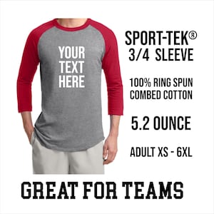 Sport-Tek Colorblock Raglan Jersey Custom Baseball Shirt for Teams 3/4 Sleeve