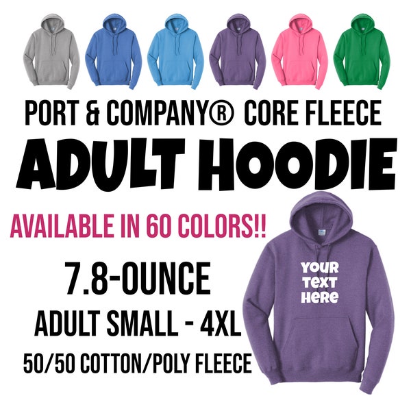 Custom Hoodie, Personalized Hoodie, Port & Company Core Fleece Pullover Hooded Sweatshirt, Custom Unisex Hoodie, Custom Sweatshirt PC78H