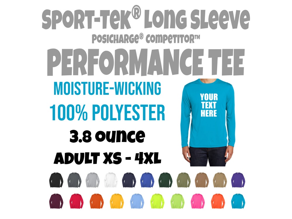 Shirtless Style Long Sleeve Performance Tee, Personalized Long Sleeve, Sport-Tek Long Sleeve Tee, Custom Moisture Wicking Long Sleeve Tee St350Ls