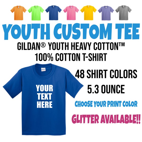 Personalized Youth Shirt, Custom Kids, Gildan Youth Heavy Cotton Cotton T-Shirt, Kids Custom Shirt, Custom Kids Tee, Custom Youth Tee, 5000B