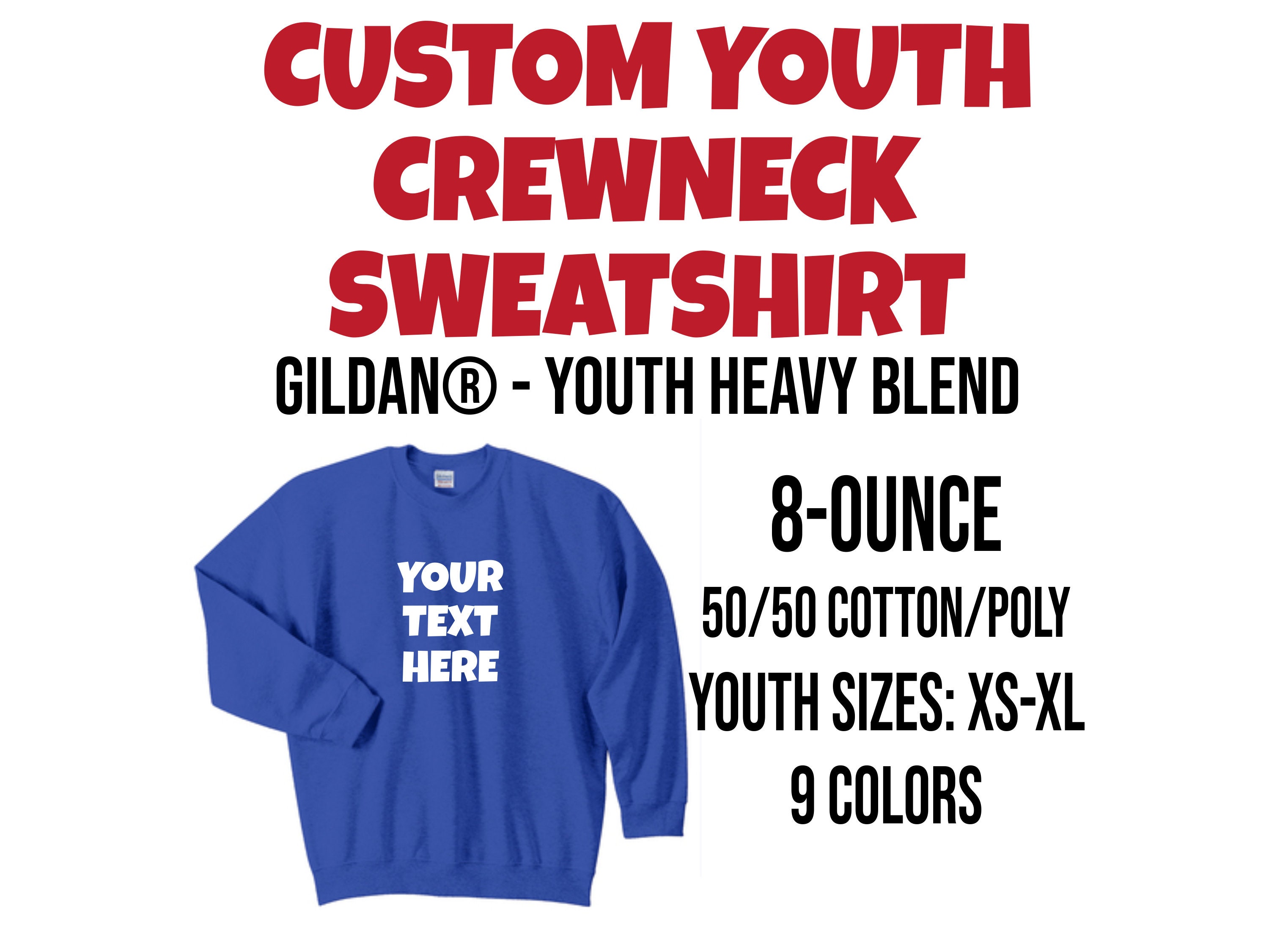 Gildan youth crewneck clearance sweatshirts