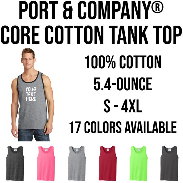 Custom Tank Top, Port & Company Core Cotton Tank Top, Personalized Tank Top, Unisex Tank Top, Cotton Tank Top  PC54TT