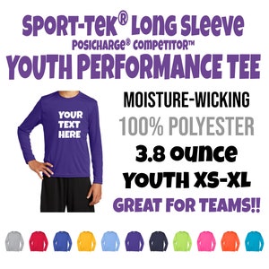 Sport-Tek® YOUTH Long Sleeve PosiCharge® Competitor™ Tee, Kids Custom Moisture Wicking Long Sleeve Tee YST350LS