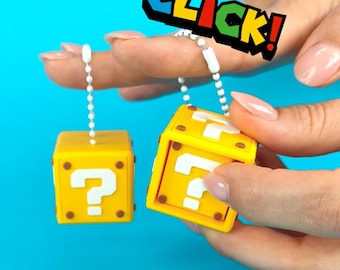 3D Printed - Super Mario Question Block Clickers / Keychain - Fidget Toy