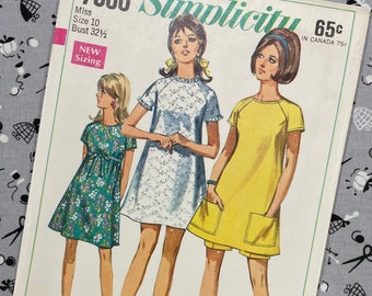 Simplicity 7580 UNCUT Vintage Sewing Pattern for Misses Jiffy Dress in Two Lengths & Shorts Size 10