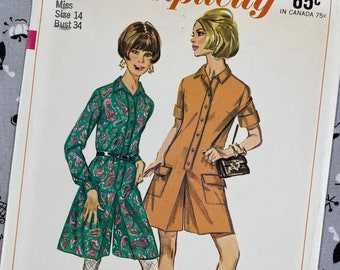 Simplicity 7244 UNCUT Vintage Sewing Pattern for Misses Step-In Pantdress in Two Lengths Bust 34