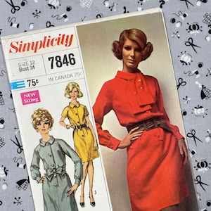 Simplicity 7846 UNCUT Vintage Sewing Pattern for Misses Dress…Designer Fashion Size 12