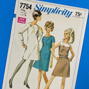 Simplicity 7754 UNCUT Vintage Sewing Pattern for Misses Dress Size 12
