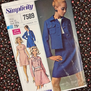 Simplicity 7589 UNCUT Vintage Sewing Pattern for Misses Dress & Jacket Size 10 Designer Fashion