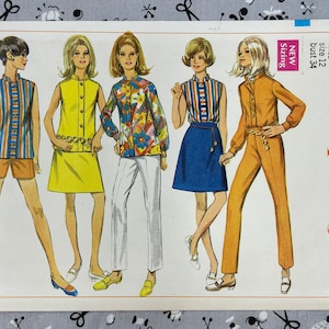 Simplicity 7618 UNCUT Vintage Sewing Pattern for Misses Pants in Two Lengths, Skirt & Blouse Size 10
