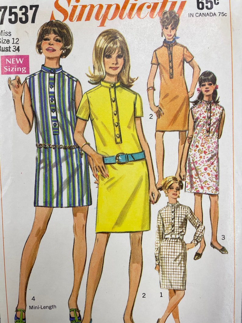 Simplicity 7537 UNCUT Vintage Sewing Pattern for Misses Shirtdress in Two Lengths Size 12 image 2