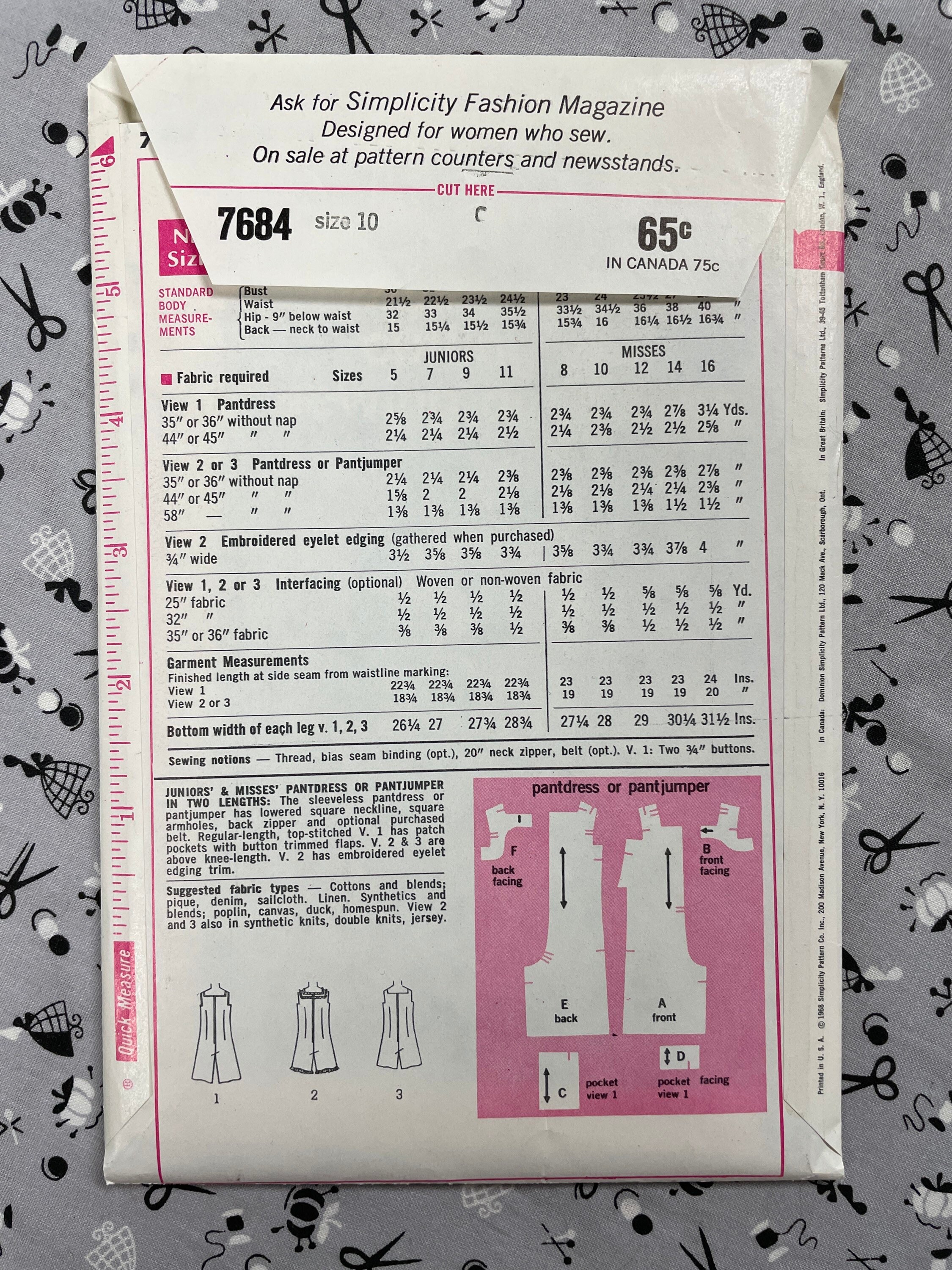Simplicity 7684 UNCUT Vintage Sewing Pattern for Misses