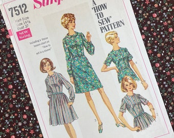 Simplicity 7512 UNCUT Vintage Sewing Pattern for Half-Size Shirtwaist Dress Bust 37