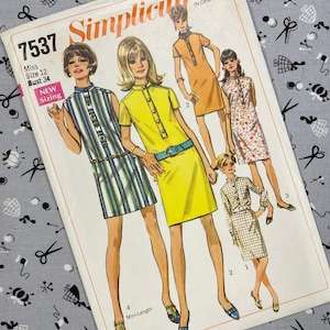 Simplicity 7537 UNCUT Vintage Sewing Pattern for Misses Shirtdress in Two Lengths Size 12