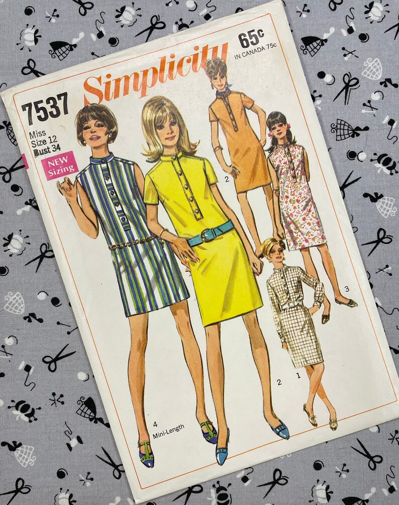 Simplicity 7537 UNCUT Vintage Sewing Pattern for Misses Shirtdress in Two Lengths Size 12 image 1