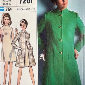 Simplicity 7261 UNCUT Vintage Sewing Pattern for Misses Coat and Dress Bust 32 Designer Fashion image 2