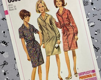 Simplicity 6698 UNCUT Vintage Sewing Pattern for Misses One-Piece Dress Bust 36