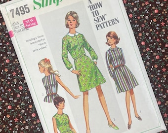 Simplicity 7495 UNCUT Vintage Sewing Pattern for Misses Shirt-Dress with Two Skirts Size 10