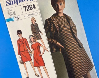 Simplicity 7264 UNCUT Vintage Sewing Pattern for Misses Dress and Jacket Designer Fashion Bust 32