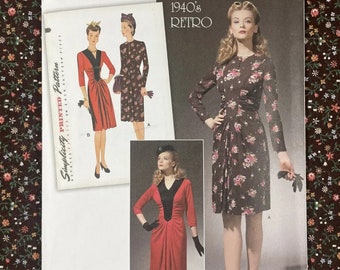 Simplicity 1777 NEW Sewing Pattern for 1940s Retro Dress Sizes 6 to 14